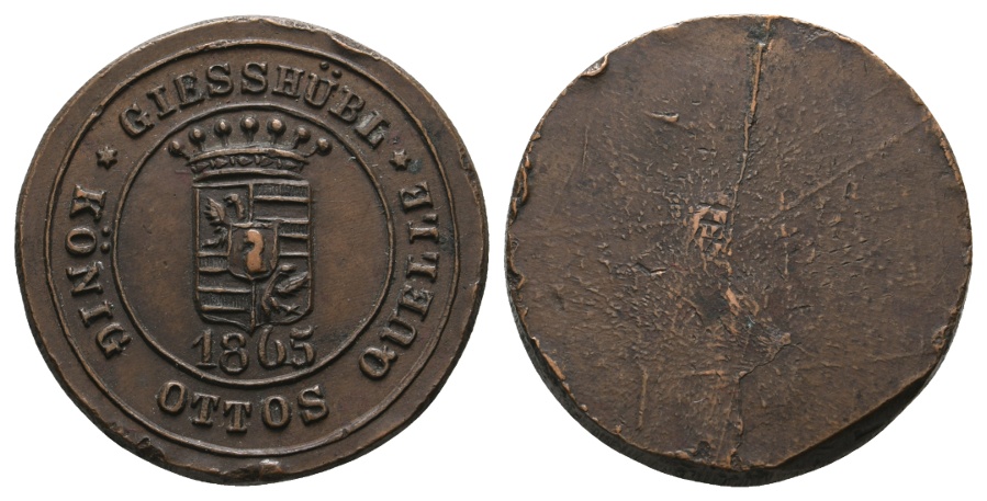  Mineralwassermarke, KÖNIG OTTO'S QUELLE; Bronze, 17,82 g; Ø 30 mm   