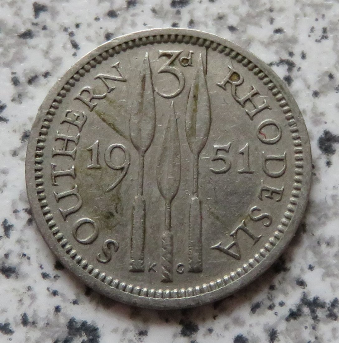  Südrhodesien 3 Pence 1951   