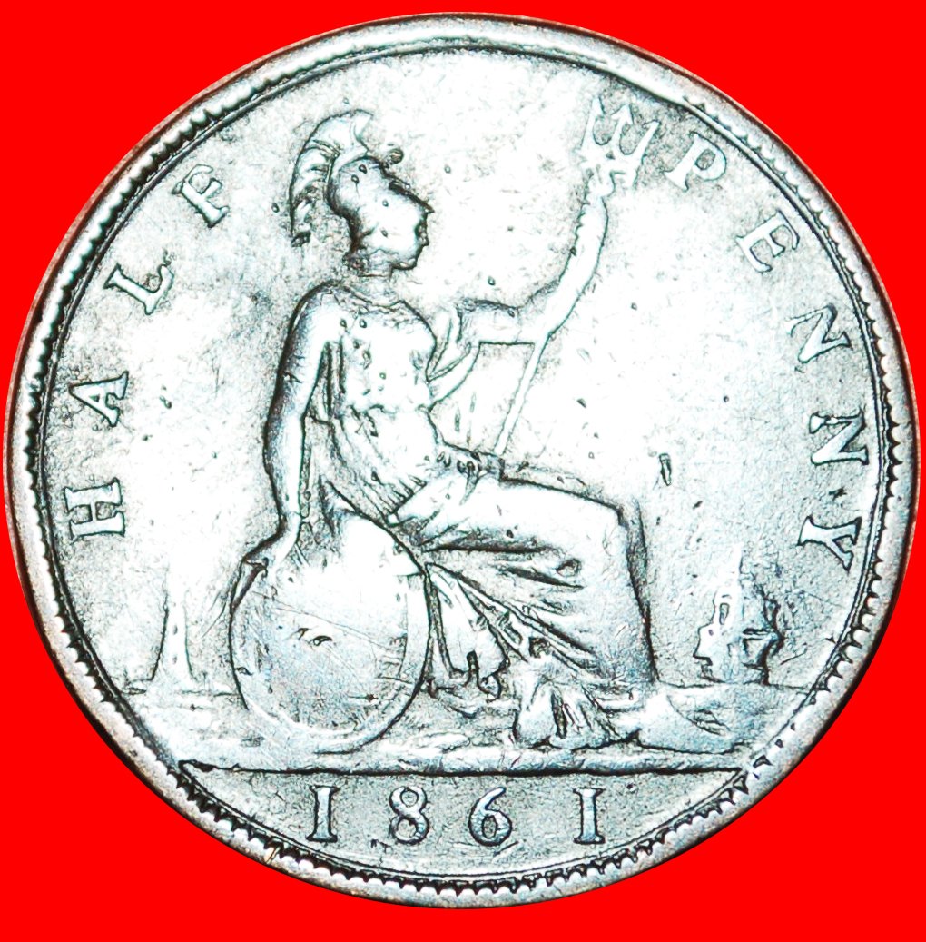  Ⰿ MISTRESS OF SEAS 1860-1874:GREAT BRITAIN★HALF PENNY 1861! VICTORIA 1837-1901★LOW START★NO RESERVE!   
