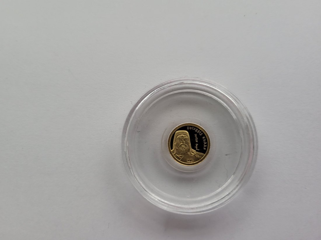  1000 Togrog 2014 Chinggis Khaan Goldmünze 0,5g 9999 Mongolei Spittalgold9800 (5525   