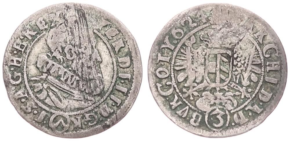  Austria, Empire, Ferdinand III, 3 Kreuzer Silver 1624, Bust right within circle, KM 387, Fine   