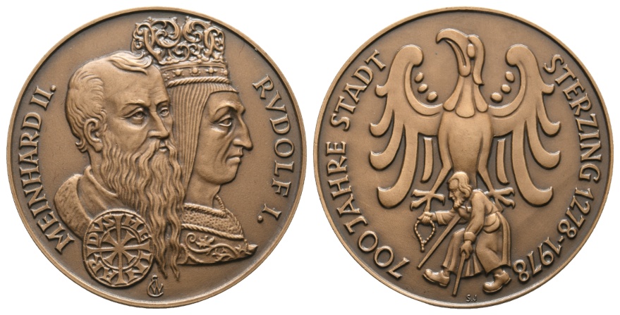  Österreich, Sterzing 700 Jahre - Bronzemedaille 1978; 29,81 g; Ø 44,3 mm   