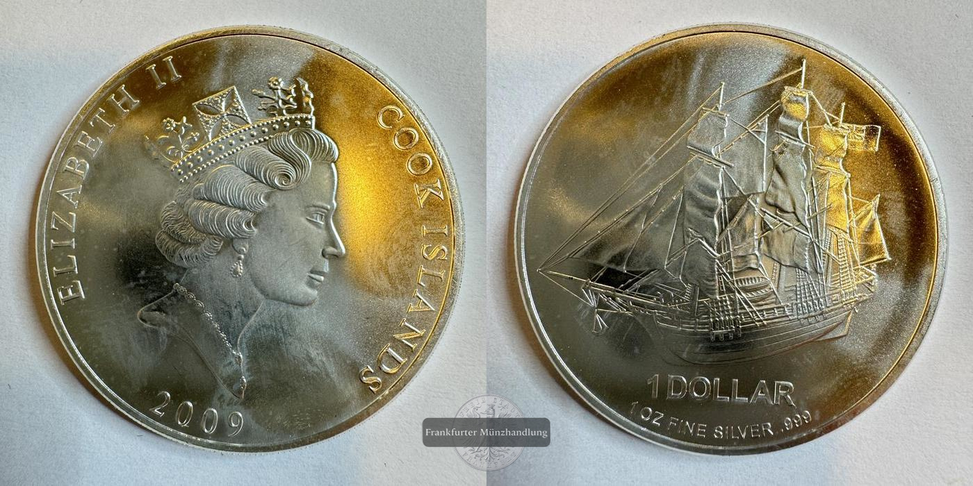  Cookinseln 1 Dollar Elizabeth II (Bounty) 2009 (2009-10) FM-Frankfurt KM#1473  Feinsilber: 31,1g   
