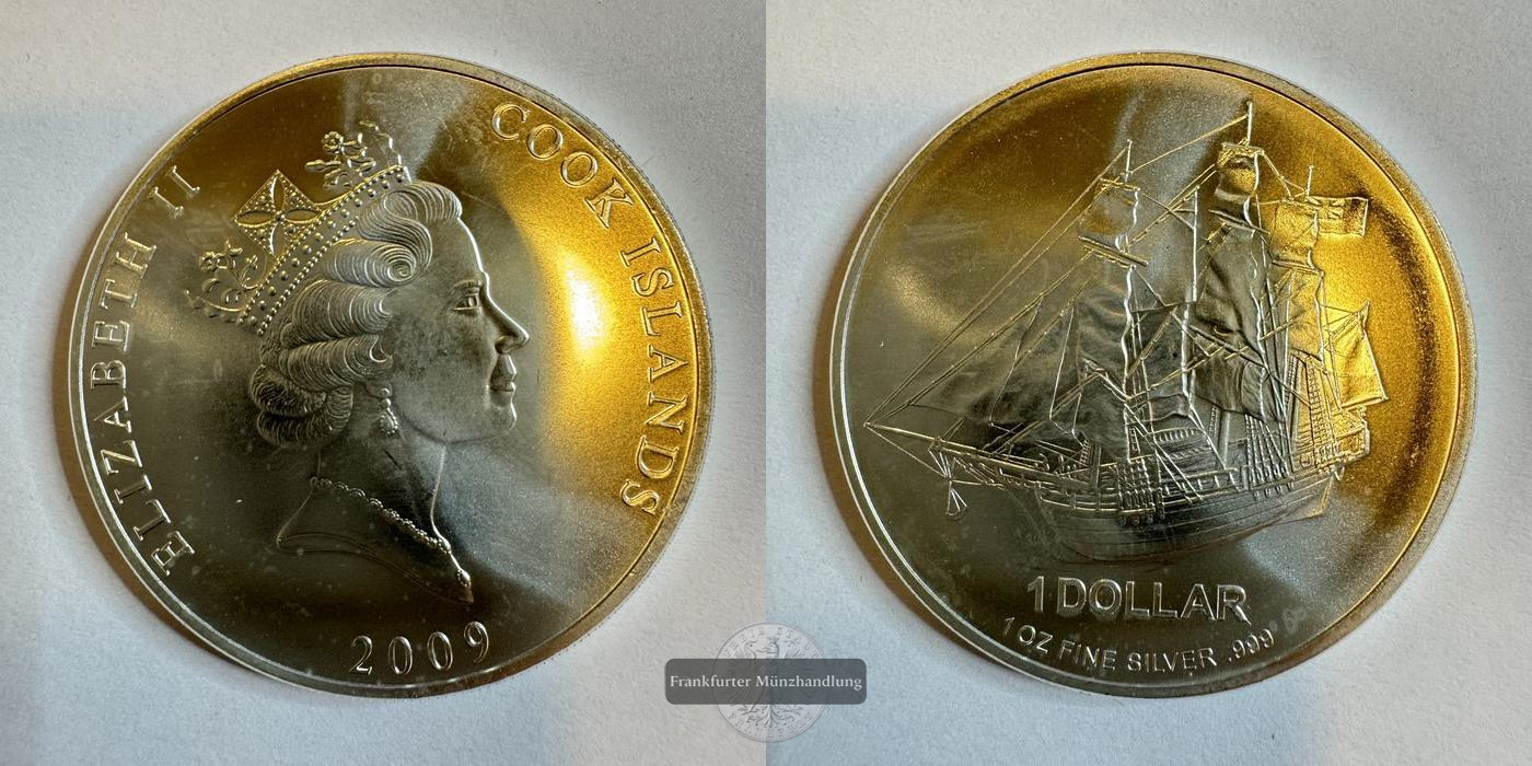  Cookinseln 1 Dollar Elizabeth II (Bounty) 2009 (2009-10) FM-Frankfurt KM#1473  Feinsilber: 31,1g   