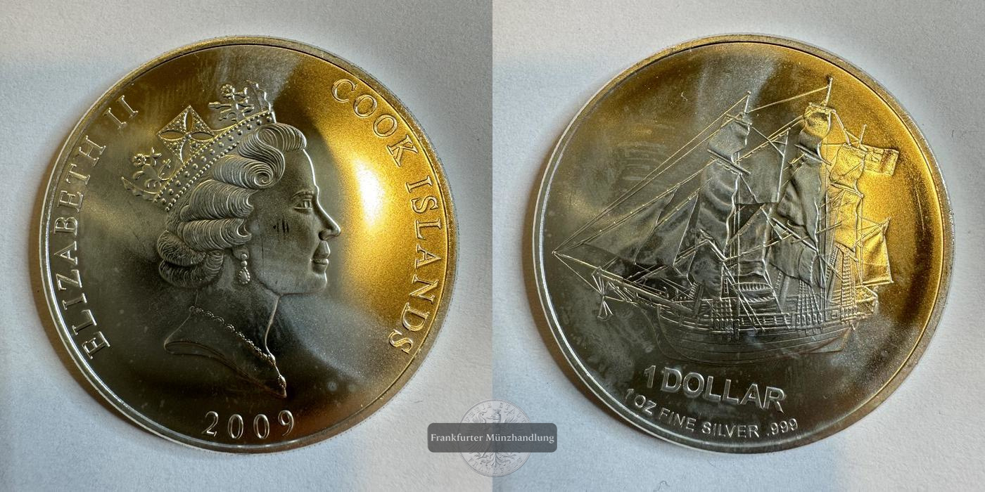  Cookinseln 1 Dollar Elizabeth II (Bounty) 2009 (2009-10) FM-Frankfurt KM#1473  Feinsilber: 31,1g   