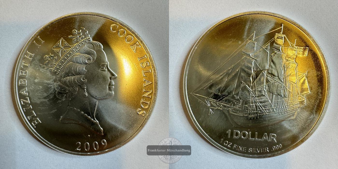 Cookinseln 1 Dollar Elizabeth II (Bounty) 2009 (2009-10) FM-Frankfurt KM#1473  Feinsilber: 31,1g   