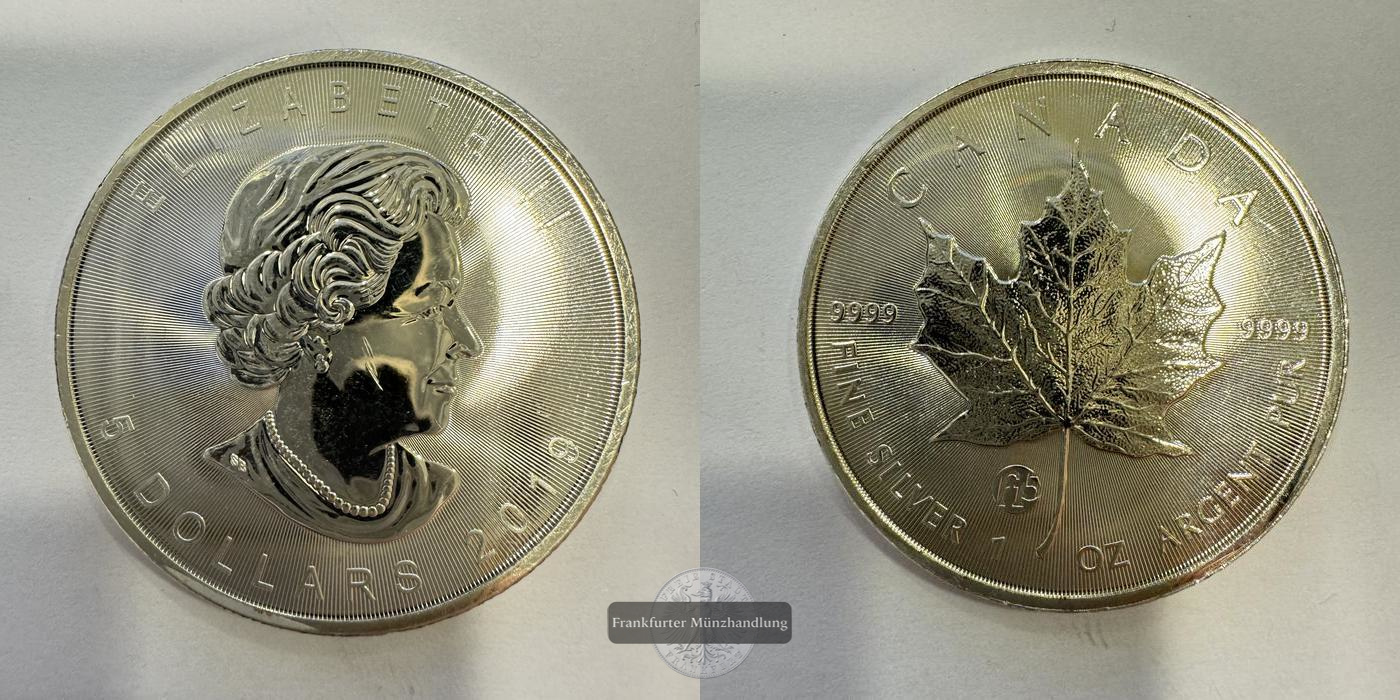  Kanada 5 Dollar 2019  Maple Leaf Privy F15 FM-Frankfurt Feinsilber: 31,06g   