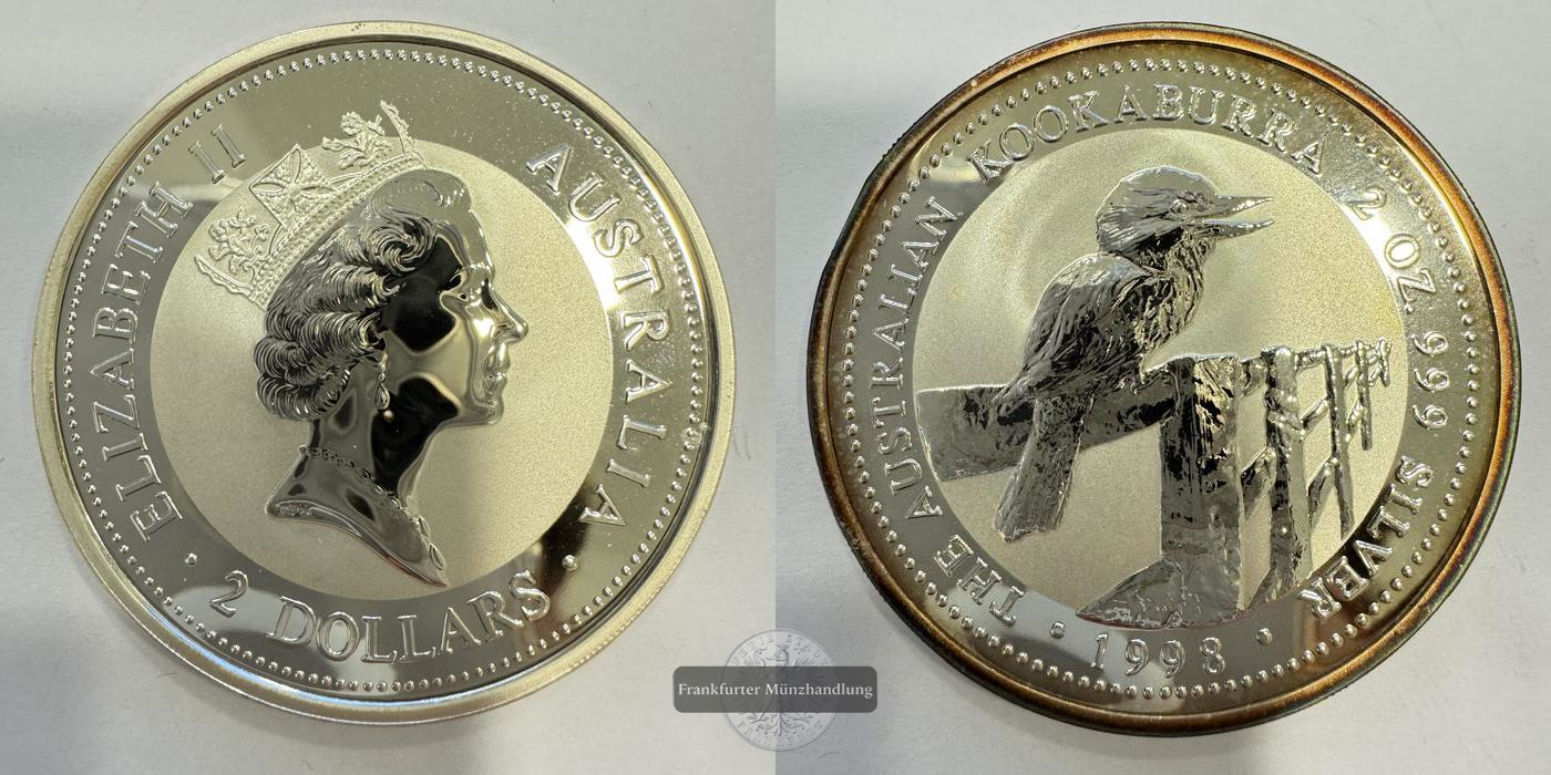  Australien 2 Dollars (Australian Kookaburra) 1998 (1997-98) FM-Frankfurt KM#363 Feinsilber: 62,2g   