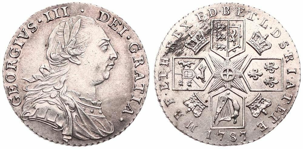  Great Britain, Kingdom, George III, 1 Shilling Silver 1787, Laureate bust right, KM 607.1, XF   