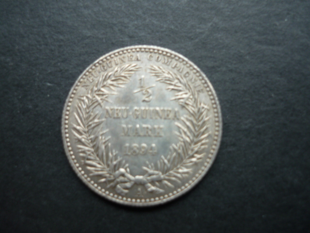  DEUTSCH Neuguinea 1/2 Mark 1894 SELTEN! SILBER!   