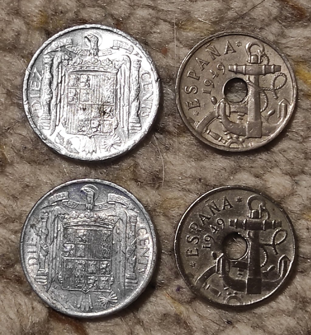  d008: Spanien Münzlot mit 4 verschiedenen älteren Münzen   