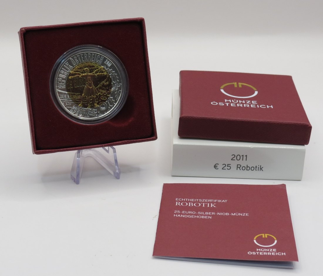  Austrija 25 evra 2011 bimetal srebro-niobium Robotika   