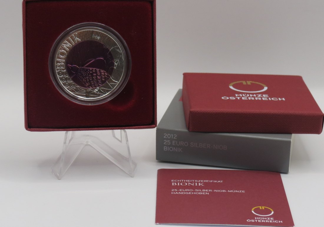  Austrija 25 evra 2012 bimetal srebro-niobium  Bionik   