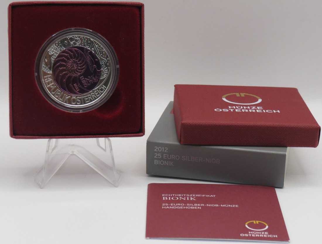  Austrija 25 evra 2012 bimetal srebro-niobium  Bionik   