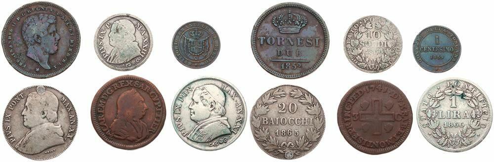  Italian States, Mixed States, Good lot with 6 different older circulation type coins in nice grades   