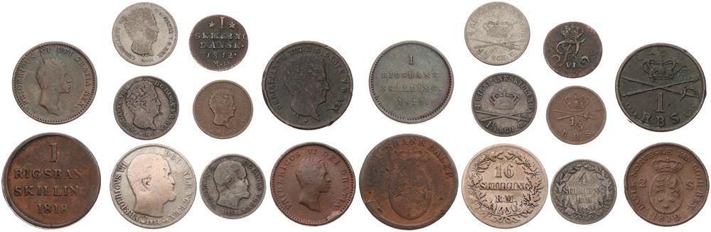  Denmark, Kingdom, Various Reigns, Good lot with 10 different older Danish coins in nice conditions i   