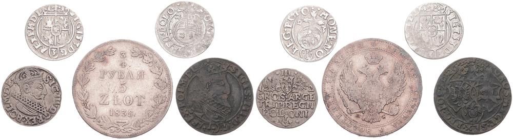  Poland, Mixed Reigns, Very nice lot with 4 different older circulation type coins in various grades   