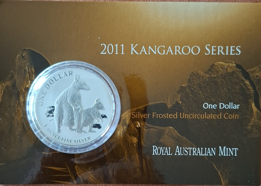  Australien 1 oz Ag 1 Dollar Silber 2011 Känguru Kangaroo Silver frosted uncirculated in Coincard   