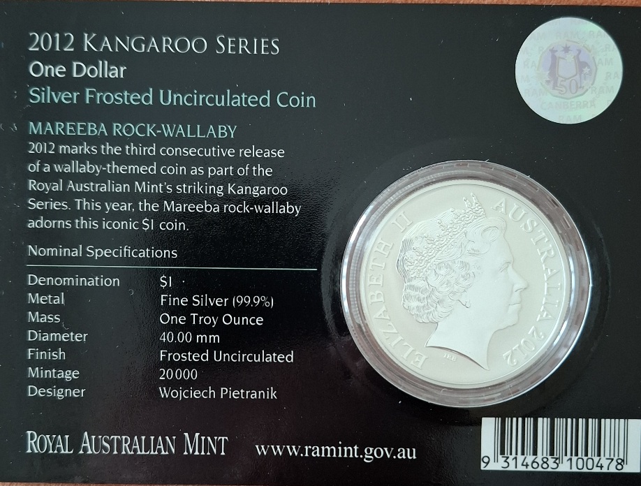  Australien 1 oz Silber Känguru 2012 Kangaroo Silver frosted uncirculated Coin in Coincard   