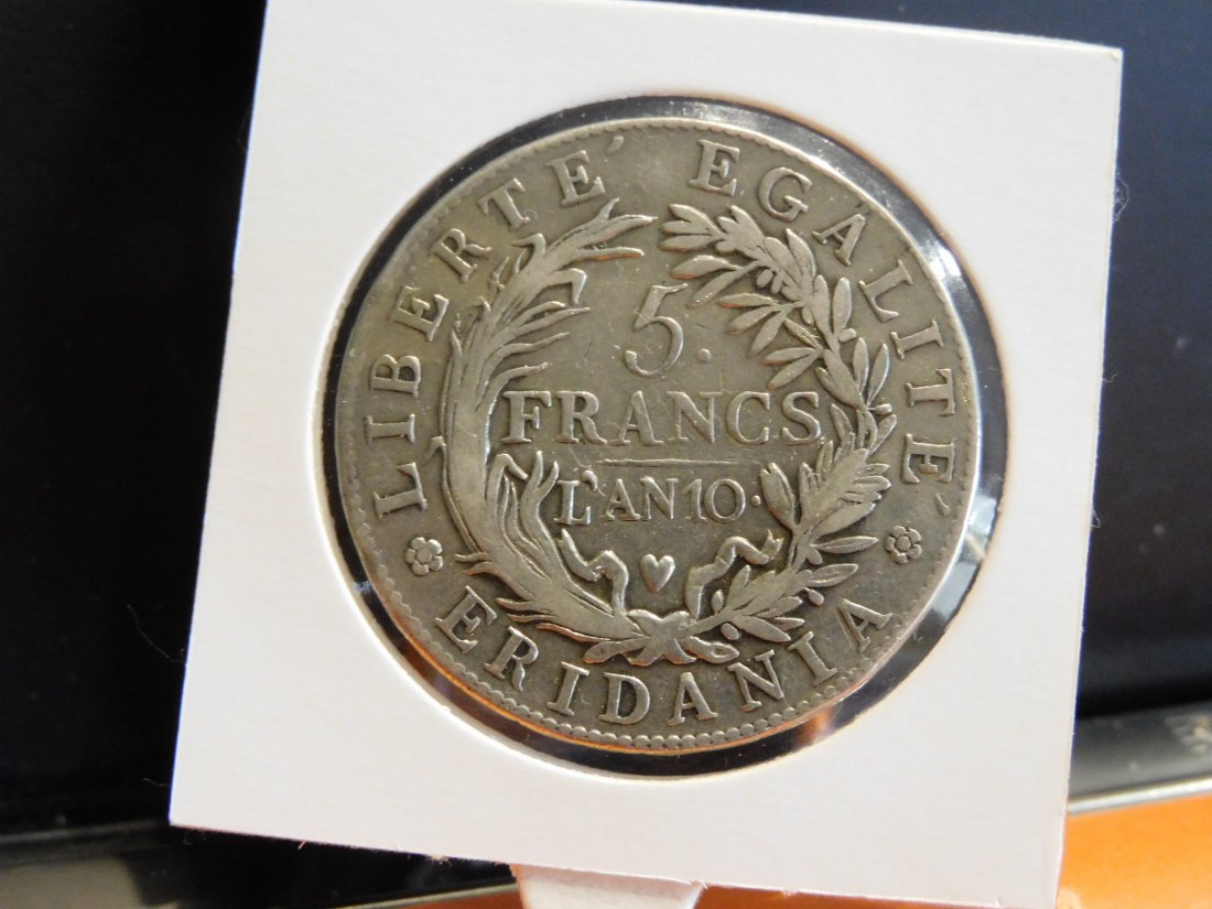  PIEDMONT REPUBLIC 5 FRANCS 1801.GRADE-PLEASE SEE PHOTOS.   