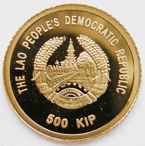  Laos 500 Kip 2012, Au .9999, 0,5 g fein   