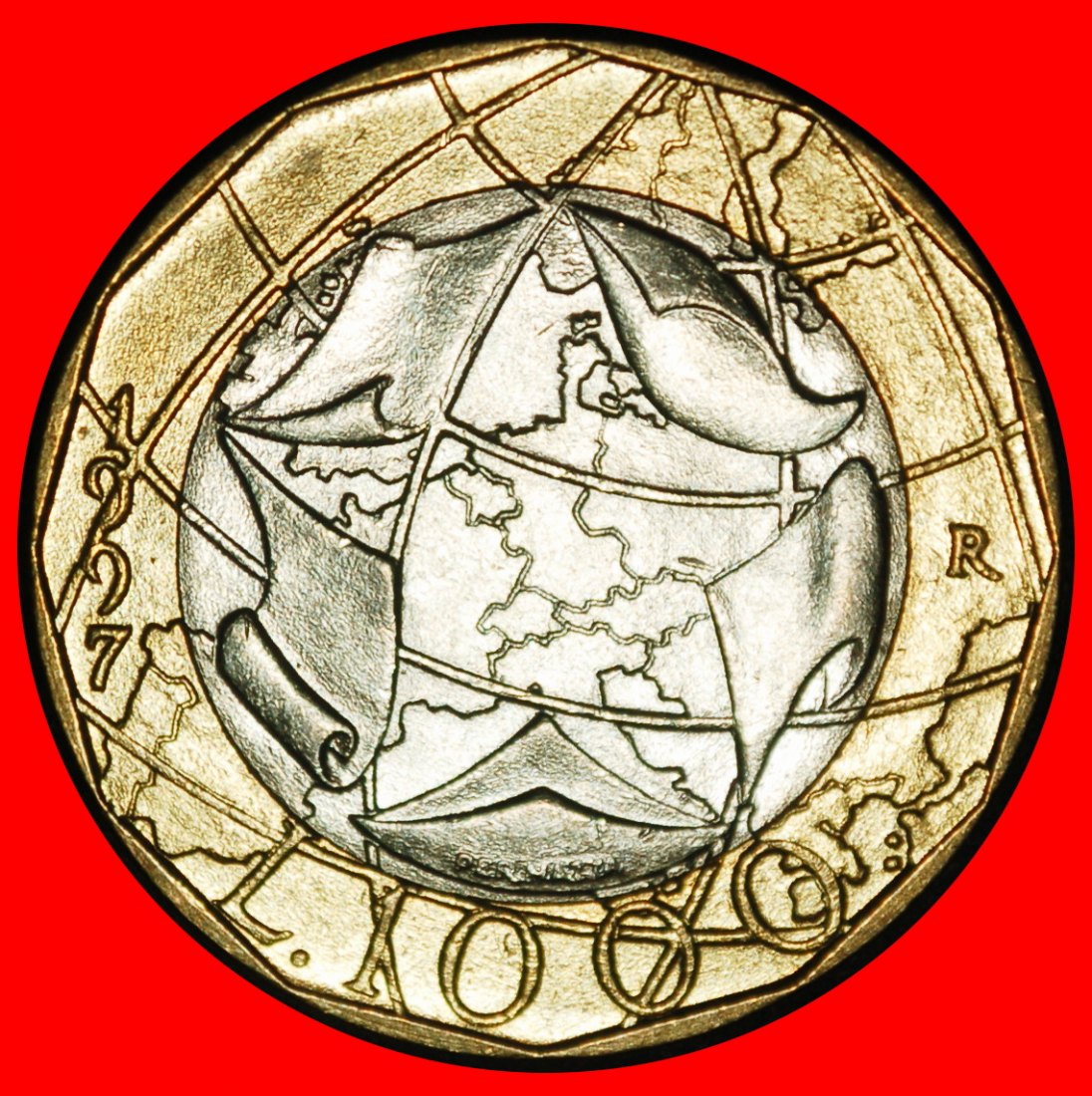 Ⰿ ERROR with GERMANY: ITALY ★ 1000 LIRAS 1997R UNC MINT LUSTRE! LOW START ★ NO RESERVE!