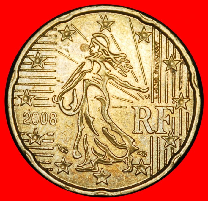  Ⰿ NORDIC GOLD (2007-2026): FRANCE ★ 20 EURO CENTS 2008 ERROR! DIE A! LOW START ★ NO RESERVE!   