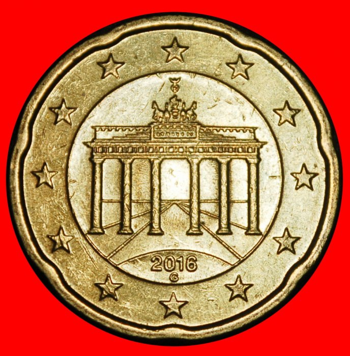 Ⰿ NORDIC GOLD 2007-2026:GERMANY★20 EURO CENTS 2016G BADEN-WUERTTEMBERG★DIE B★LOW START ★ NO RESERVE!