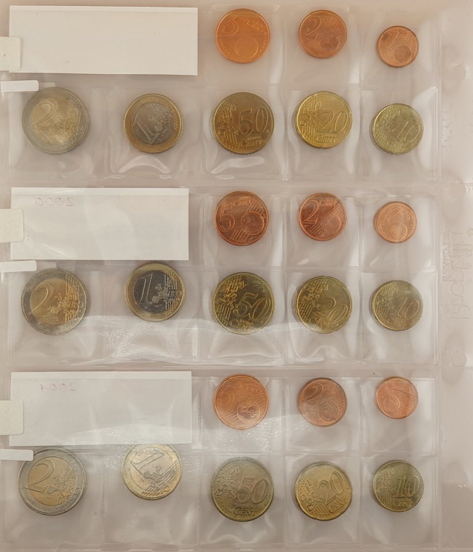  Niederlande 3 x KMS Kursmünzen 1999 / 2000 / 2001 Nominalwert 11,64 Euro   