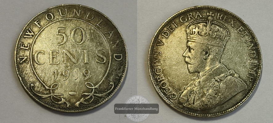  Neufundland 50 Cents 1919 FM-Frankfurt Feinsilber: 10,896g   