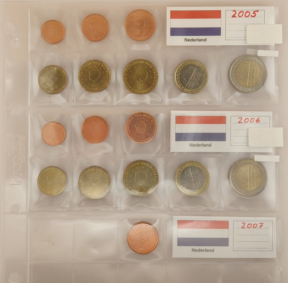  Niederlande 3 x KMS Kursmünzen 2005 & 2006 Nominalwert 7,76 Euro   