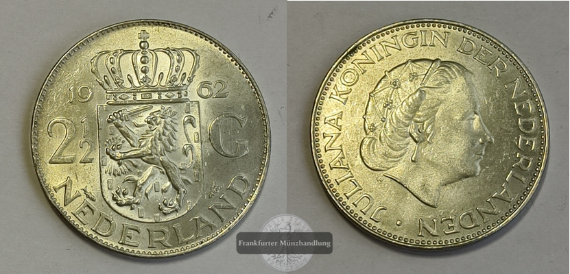  Niederlande 1962 2½ Gulden FM-Frankfurt Feinsilber: 10.8g   