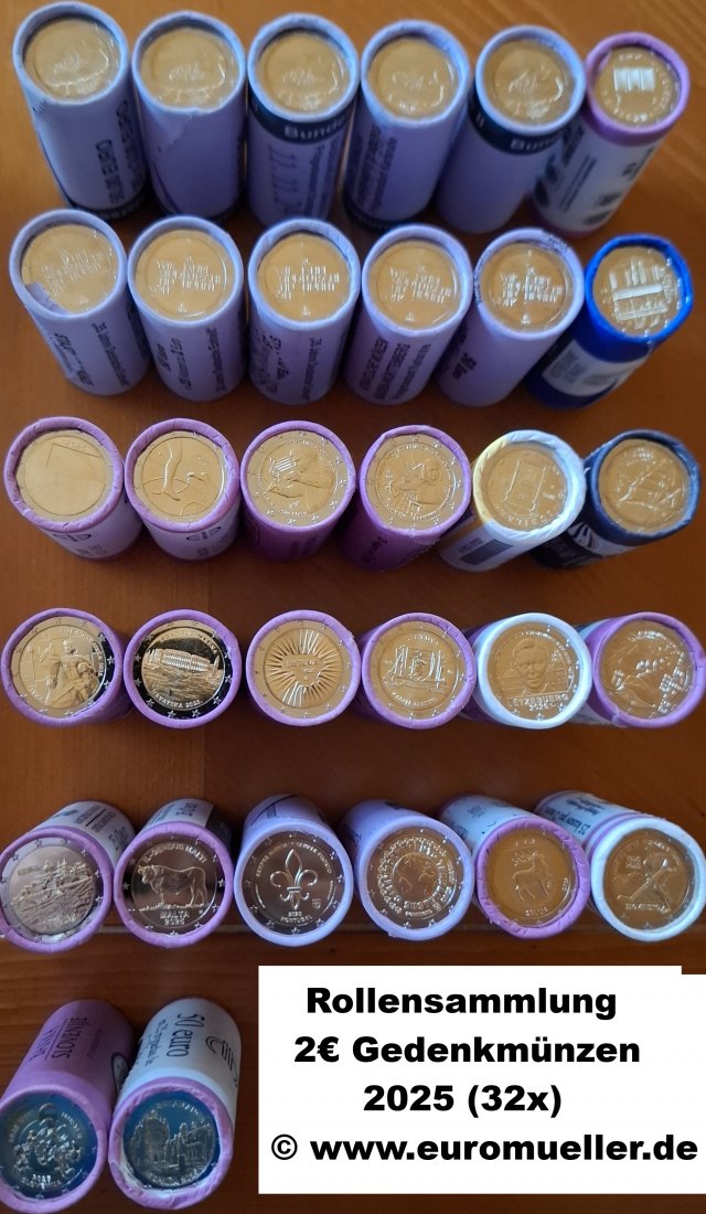 Kroatien ...Rollensammlung 2 Euro Gedenkmünzen 2025...32x   