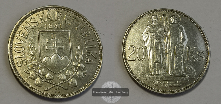  Slowakei 20 Korún 1941 FM-Frankfurt Feinsilber: 7.5g   