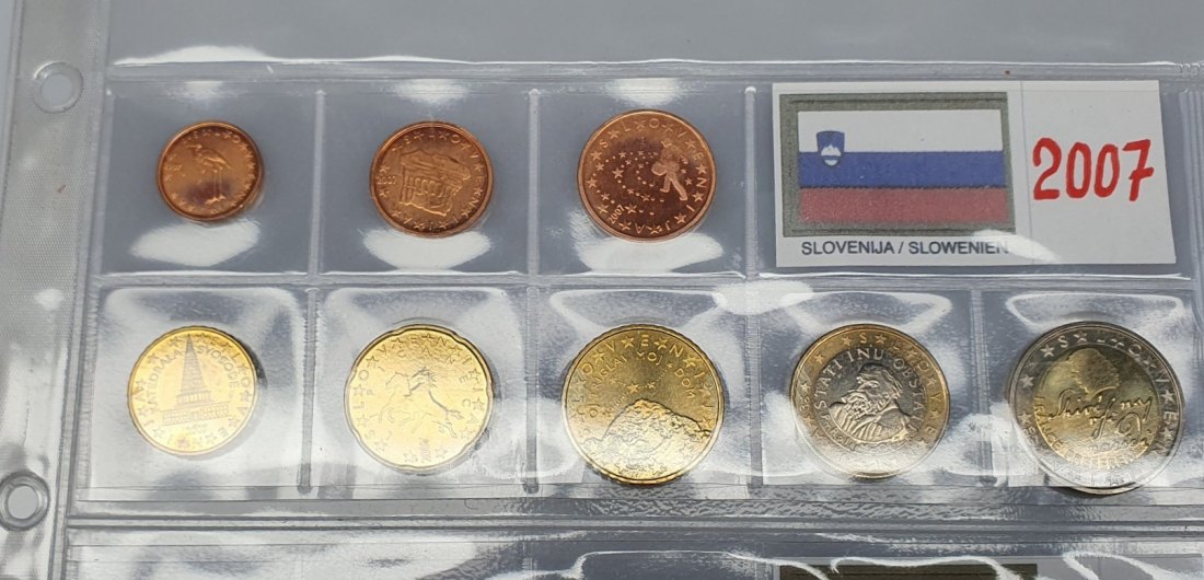  Slowenien KMS Kursmünzen 2007 Nominalwert: 3,88 Euro bankfrisch   