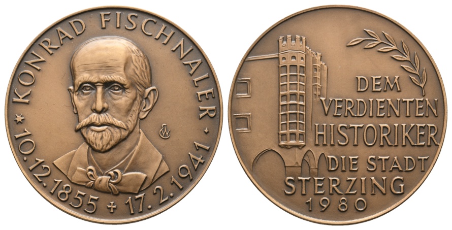  Österreich, Sterzing - Bronzemedaille 1980; 33,64 g; Ø 44,9 mm   