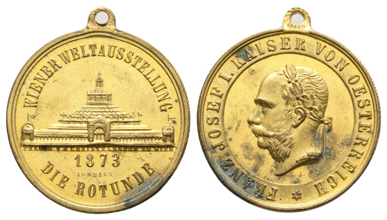  Österreich, vergoldete Bronzemedaille 1873; gehenkelt, 5,79 g; Ø 28 mm   