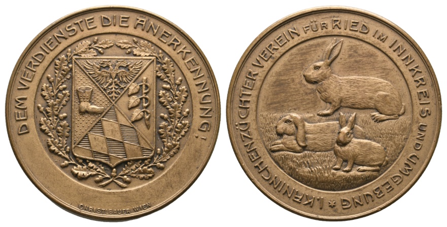  Kaninchenzüchterverein - Bronzemedaille o.J.; 22,42 g; Ø 40 mm   