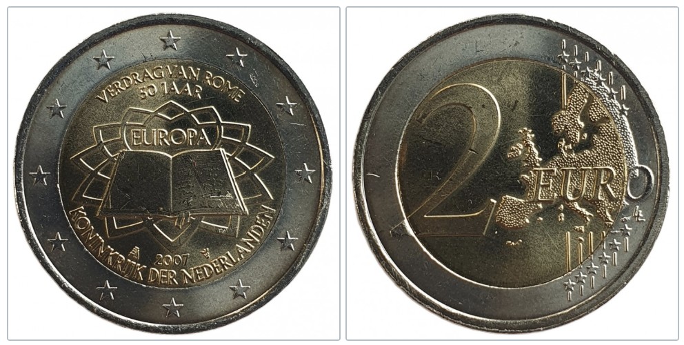 Niederlande 2 Euro, 2007 50 Jahre Unterzeichnung des Vertrags von Rom (1957-2007) #632