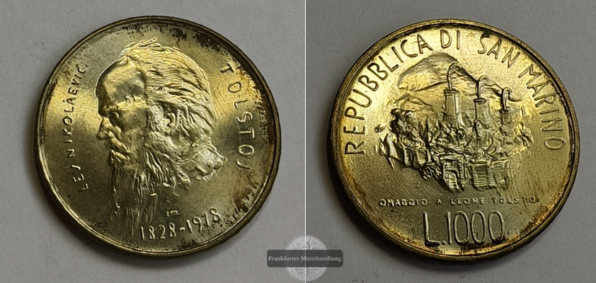  San Marino 1000 Lire 1978 FM-Frankfurt Feinsilber: 12.191 g   