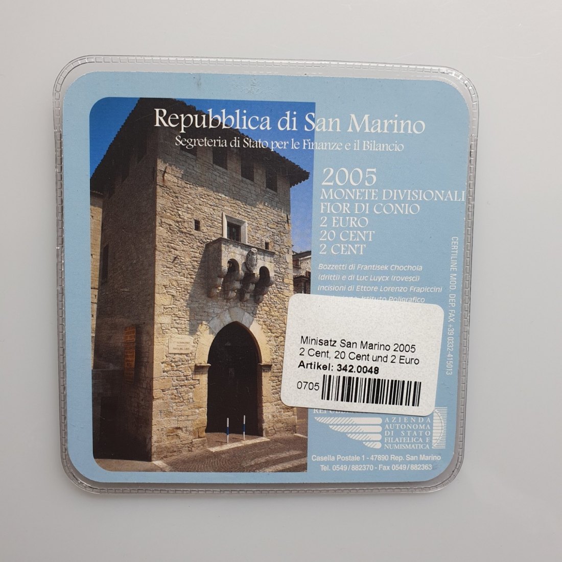 San Marino Mini Satz Uncirculated Euro Coins 2005 - 2 Cent - 20 Cent und 2 Euro   