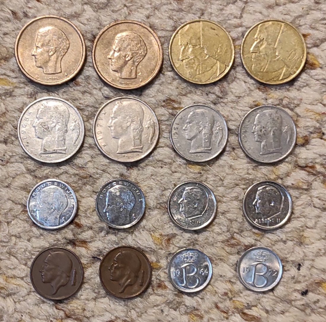  Set 012: Belgien Münzlot mit 16 verschiedenen Münzen   