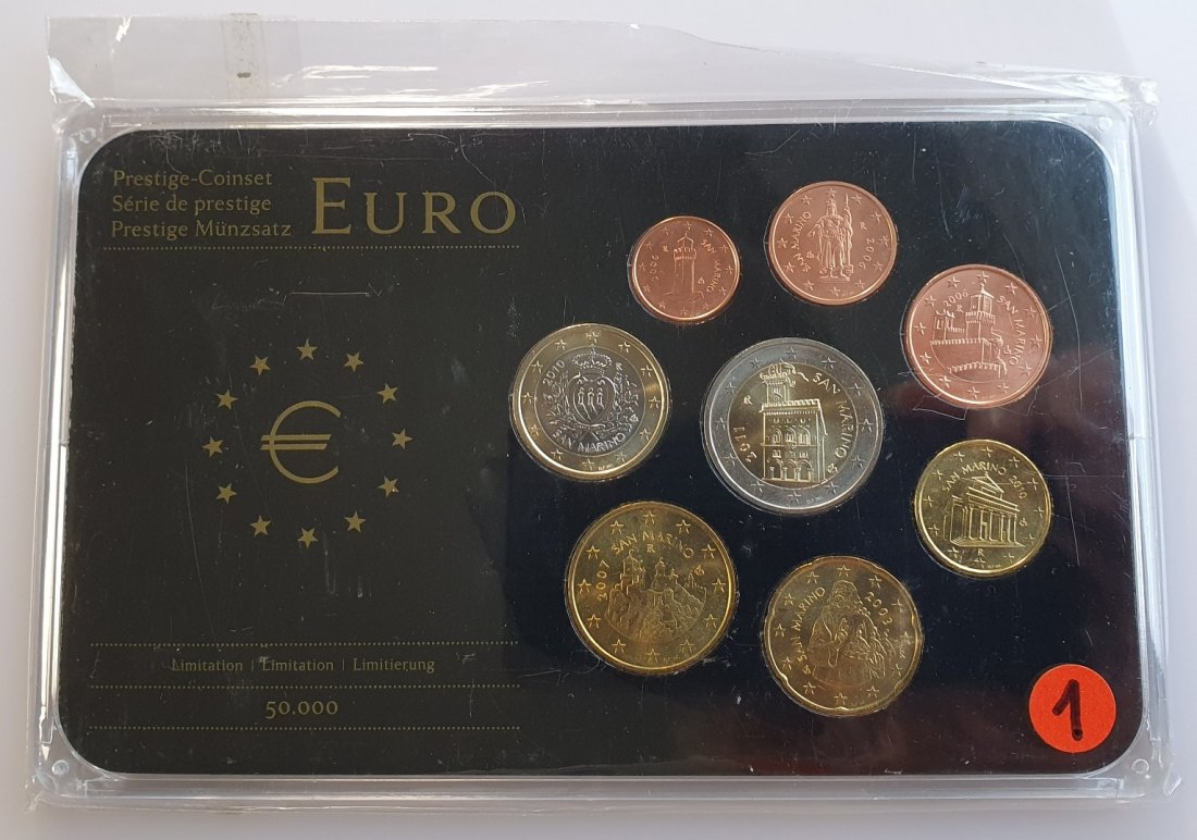 Europa San Marino Prestige Coinset Münzsatz versch. Jahrgänge im Hardcover mit Echtheits-Zertifikatf   