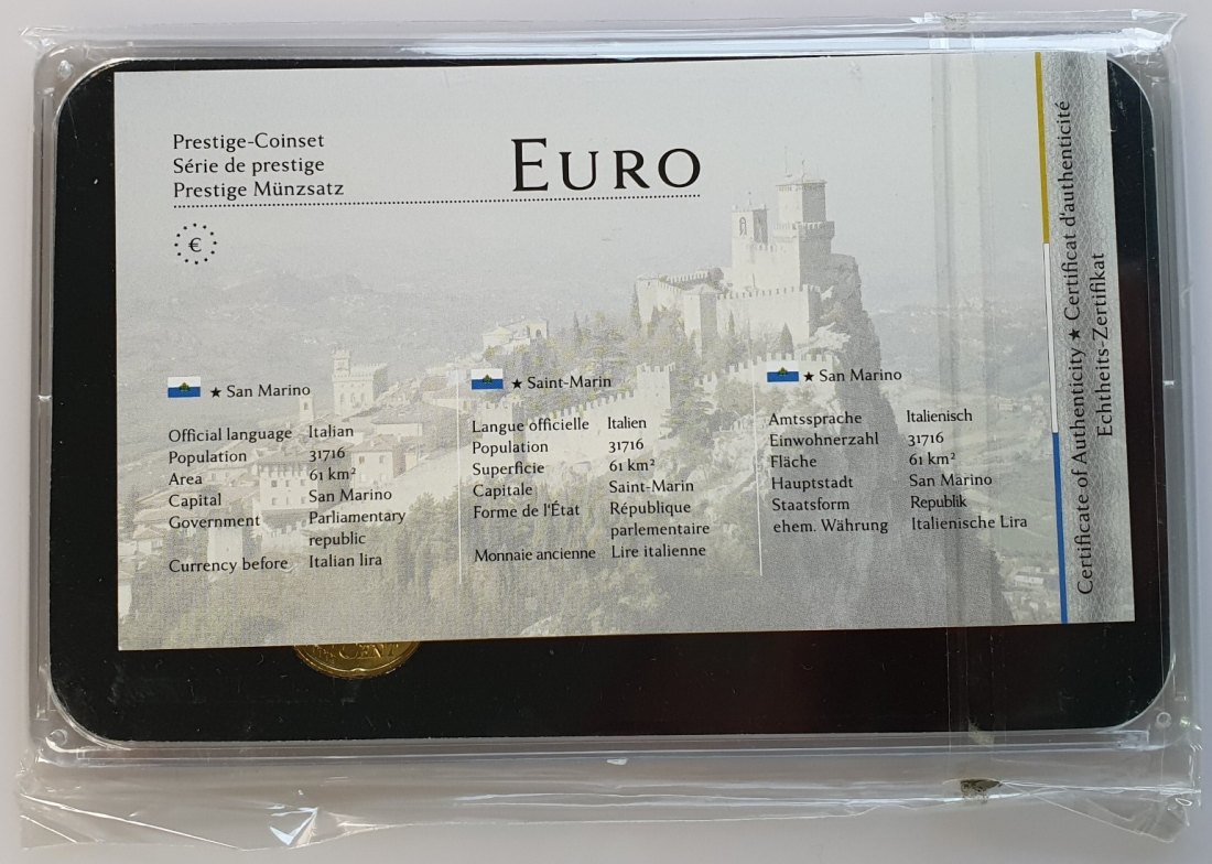  Europa San Marino Prestige Coinset Münzsatz versch. Jahrgänge im Hardcover mit Echtheits-Zertifikatf   