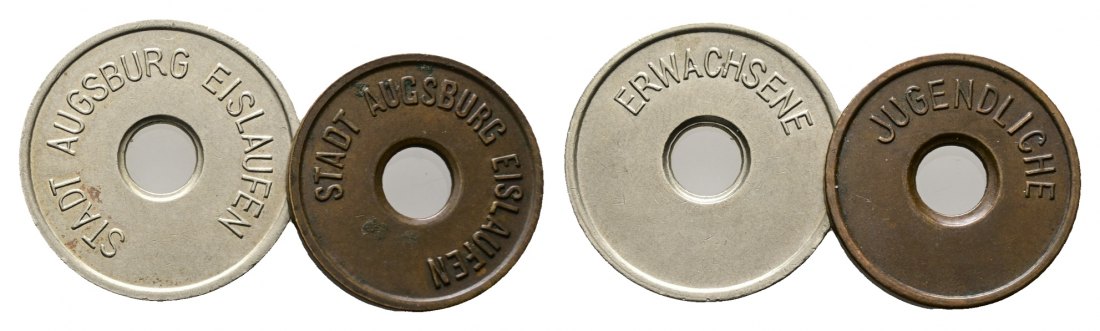  Bayern, Stadt Augsburg Eislauf, Erwachsene/Jugendliche; Menzel 1071.1/2  (2 Stück)   