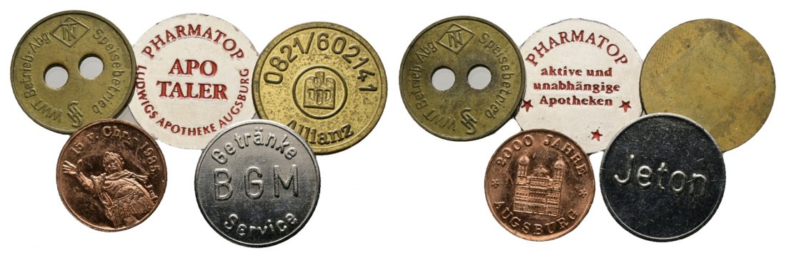  Bayern, Augsburg, diverse Marken; Menzel - (5 Stück)   