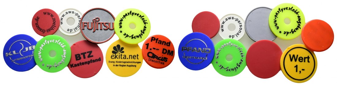  Bayern, Augsburg, diverse Kunststoffmarken; Menzel - (9 Stück)   