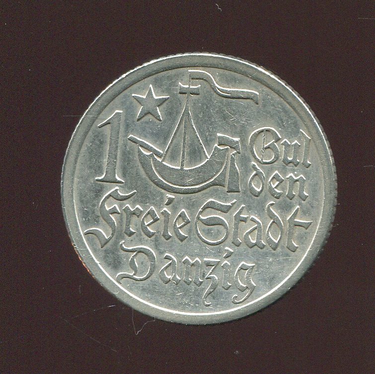  Danzig 1 Gulden Silbermünze von 1923   