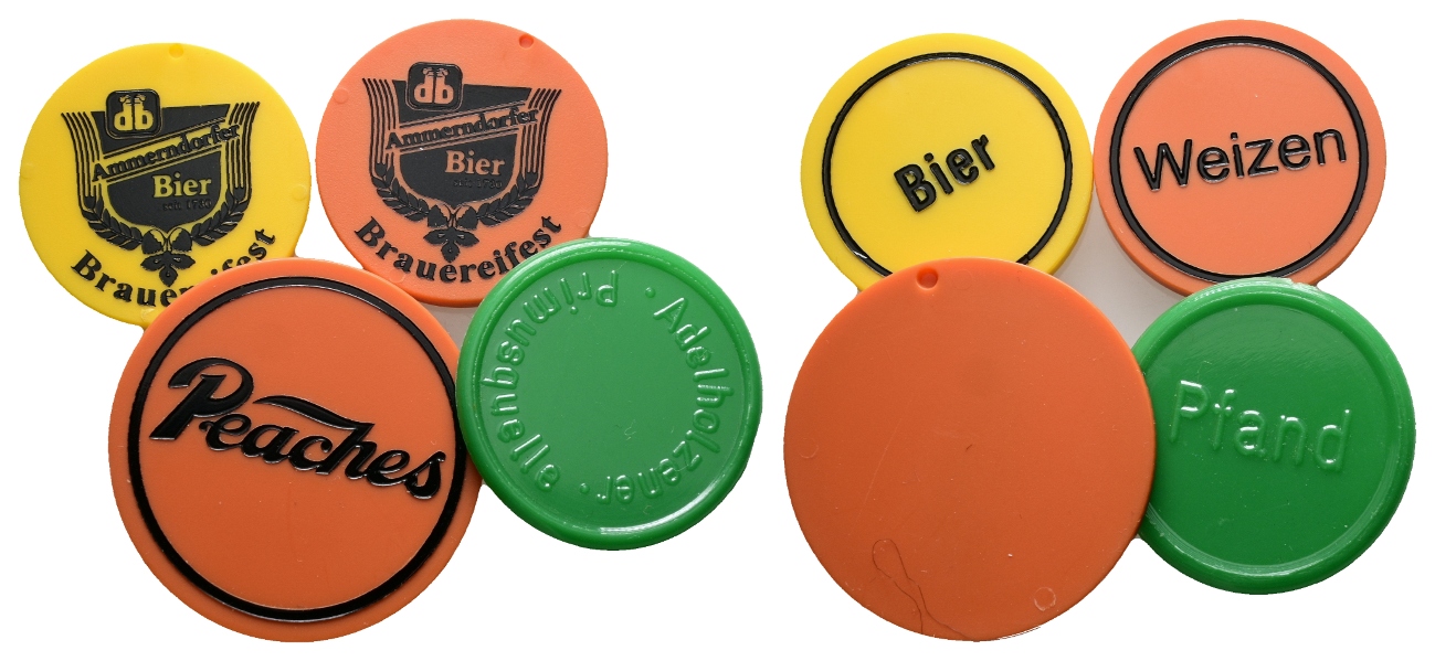  Bayern, Augsburg, diverse Kunststoffmarken; Menzel - (4 Stück)   