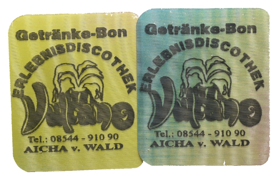  Bayern, Aicha v. Wald; Erlebnisdiscothek Getränke-Bon; Menzel - (2 Stück)   